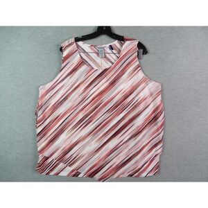 Catherines Womens Shirt Petite 1X WP Stripe Sleeveless Casual Office Career